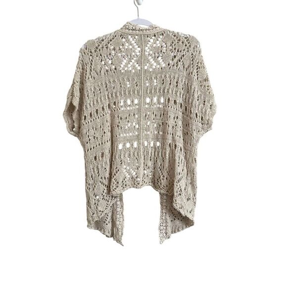 Abercrombie & Fitch Crochet Kimono Women's ‎ XS/S Cream Short Sleeve Boho - Picture 2 of 6